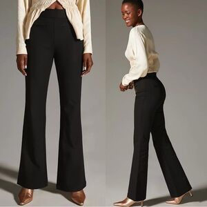 Anthropologie Maeve Slim Flare Pants in Black High Rise
